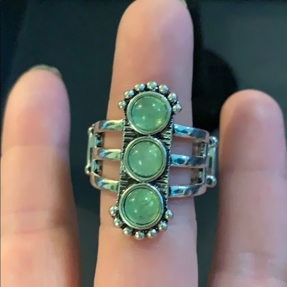 Rio Trip Green-Silver Stretchy Ring - Picture 2 of 3